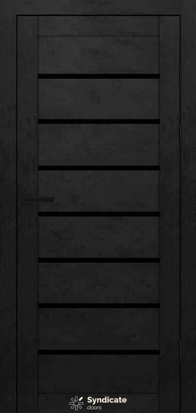 Двері Syndicat Doors PVC 102 Бетон чорний скло чорне